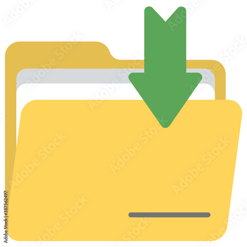
A document folder with downwards sign symbolic of file downloading

