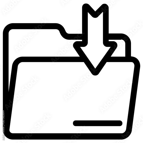 
A document folder with downwards sign symbolic of file downloading
