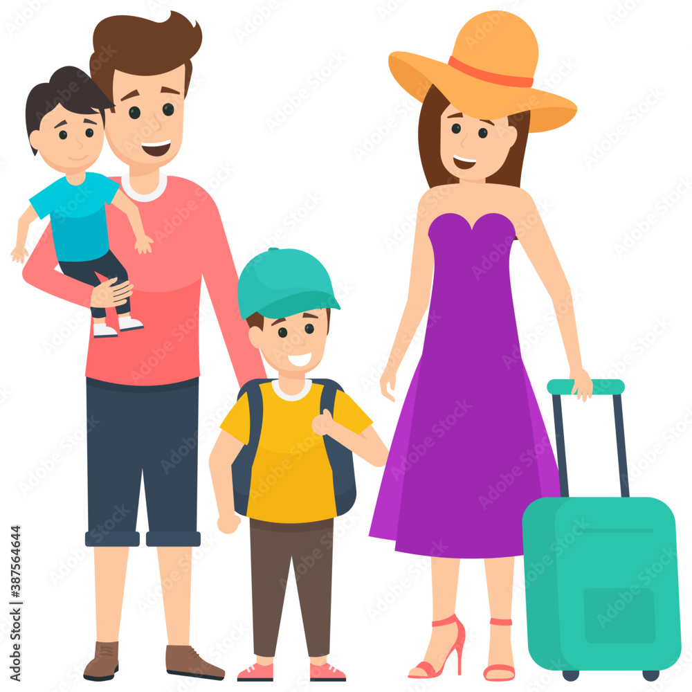 Happy family characters portrait, parents and their children
Happy family characters portrait, parents and their children