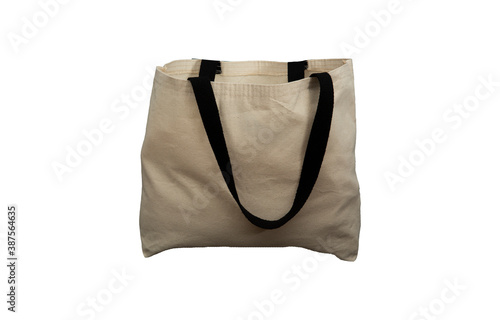 Cloth bag standing on isolated white background