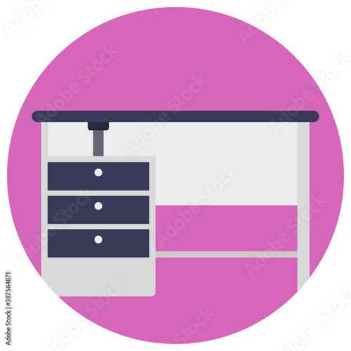 
writing desk with drawers and a sloping surface for writing
