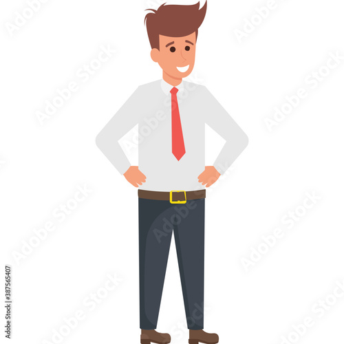
A young man with business attire standing 
