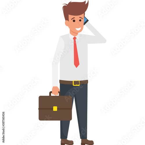 
A businessman with documents case, illustration image
