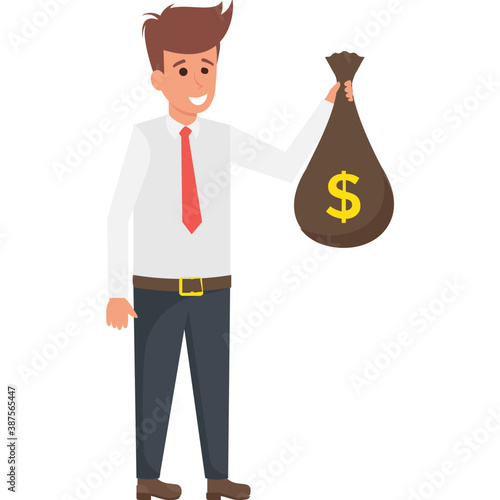 
A person with money sack symbolising investor
