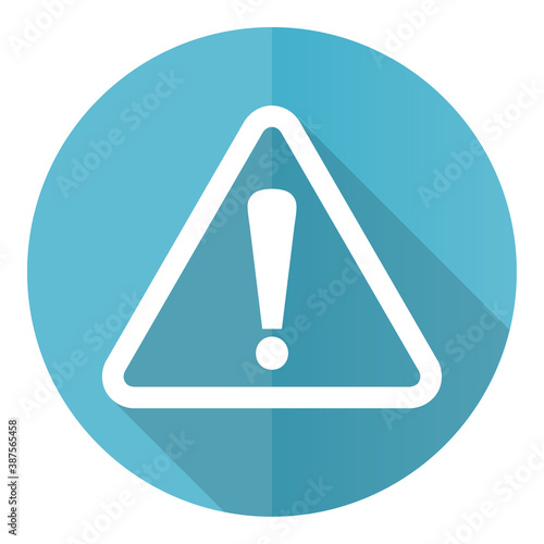 Warning, danger, caution blue vector icon, flat design illustration in eps 10