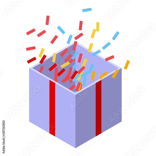 Confetti gift box icon. Isometric of confetti gift box vector icon for web design isolated on white background