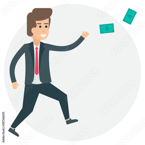 A male avatar standing with a smile depicting satisfied businessman  

