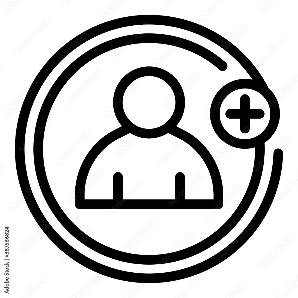Add friend request icon. Outline add friend request vector icon for web design isolated on white background Add friend request icon. Outline add friend request vector icon for web design isolated on white background