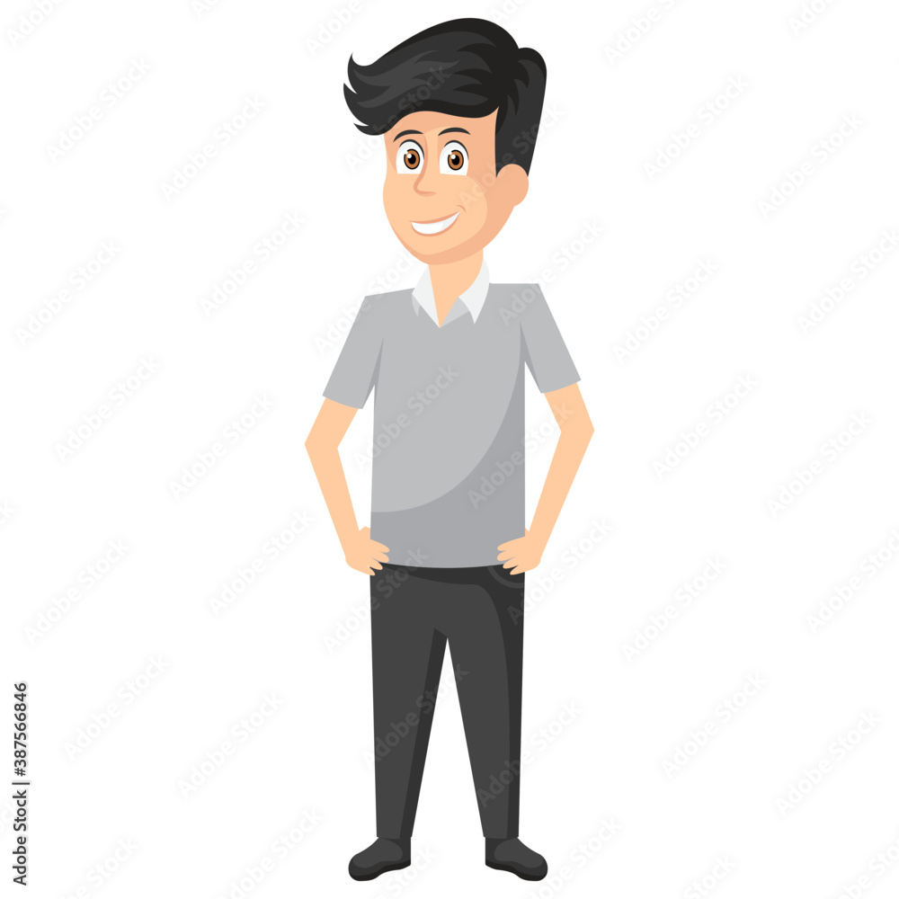 
A man avatar standing casually representing an executive. 
