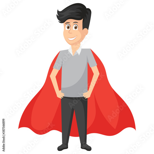 
A well suited businessman in super cloak showing exceptional employer qualities.
