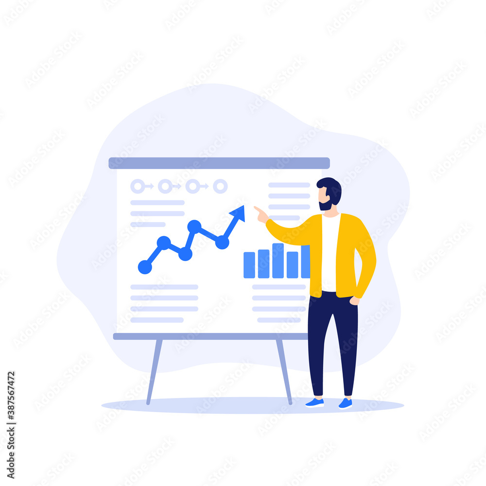 Presentation, man presenting business plan Presentation, man presenting business plan