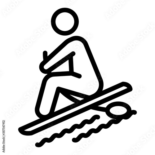 Man sup surfing icon. Outline man sup surfing vector icon for web design isolated on white background