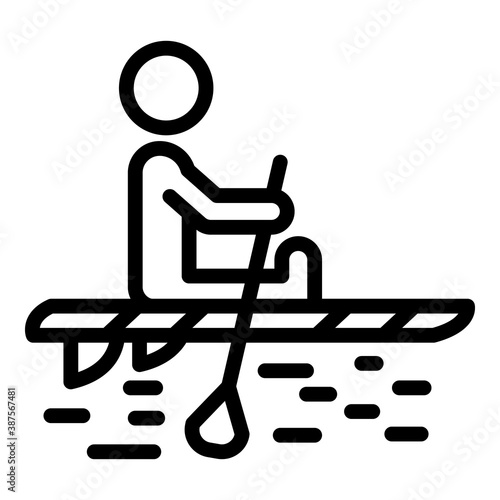 Man sit sup surfing icon. Outline man sit sup surfing vector icon for web design isolated on white background