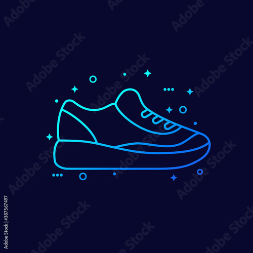 Running shoe icon, trainers or sneakers, line vector