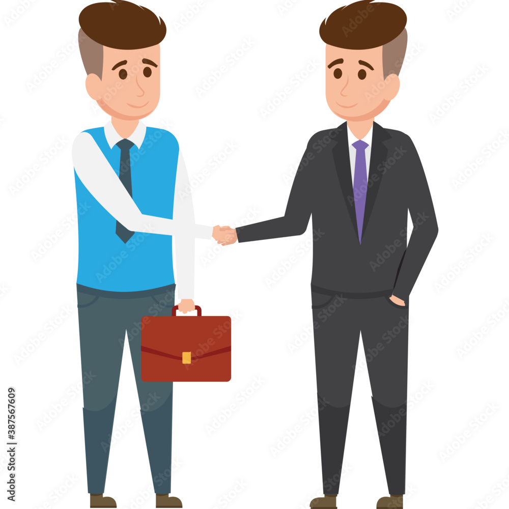 Obraz premiumTwo corporate persons shaking hands and greeting each other showing business deal