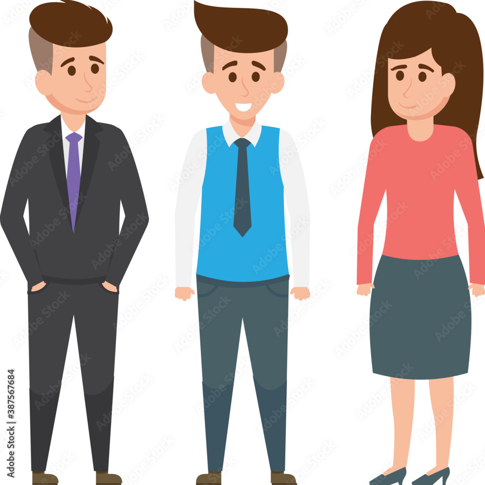 
Team building illustration of staff members in a formal appearance.

