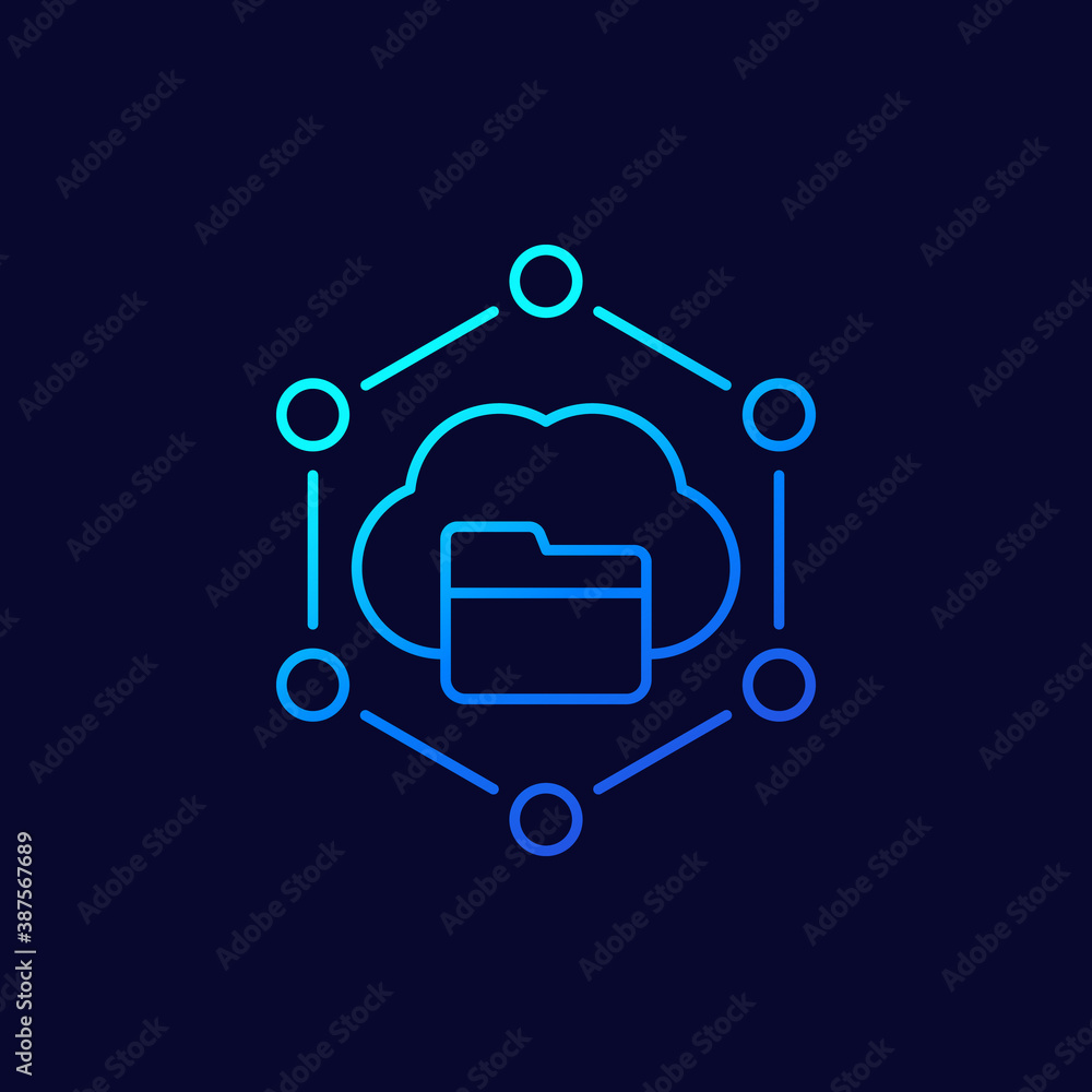 cloud folder icon, linear vector cloud folder icon, linear vector