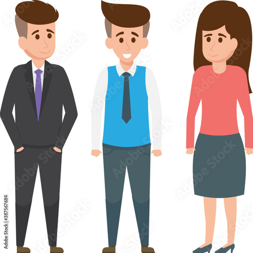  Team building illustration of staff members in a formal appearance. 