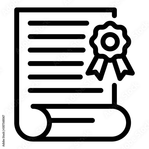 College graduation diploma icon. Outline college graduation diploma vector icon for web design isolated on white background