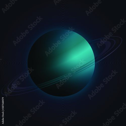 Uranus with rings. The seventh planet of the solar system. Vector illustration