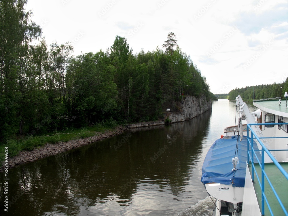 Obraz premium Saimaa canal between the Baltic sea and lake Saimaa