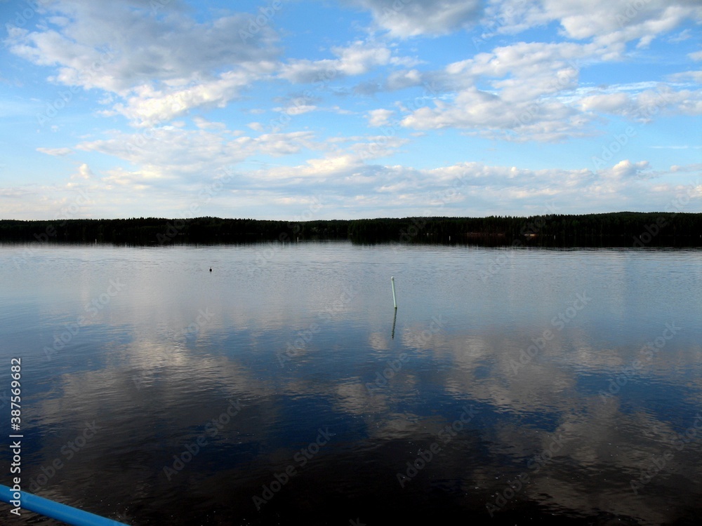 Saimaa canal between the Baltic sea and lake Saimaa, lake Nuiyamaa, Finland-Russia border