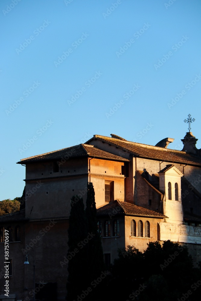 Fototapeta premium old building at sunset