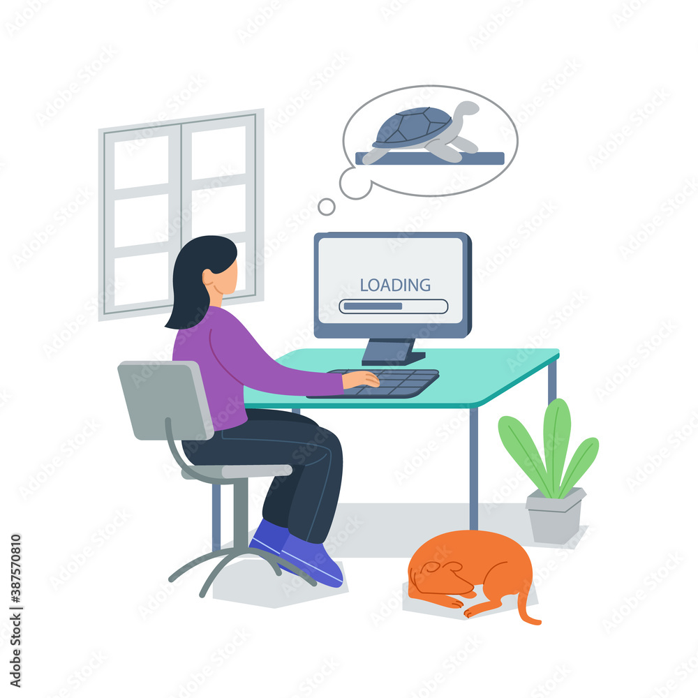 Slow loading internet connection vector illustration concept Slow loading internet connection vector illustration concept