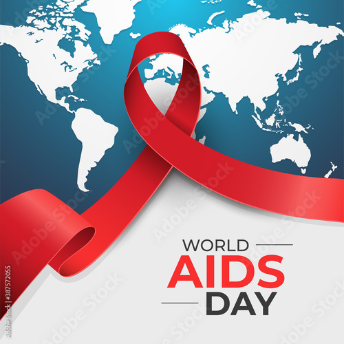 Red Ribbon in World Aids Day Concept photo