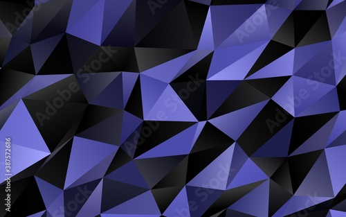 Dark Black vector shining triangular background.
