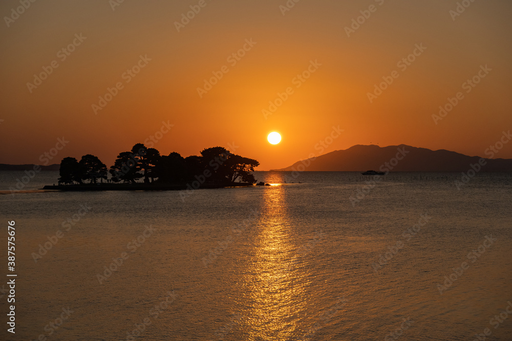 宍道湖-嫁ヶ島の夕景