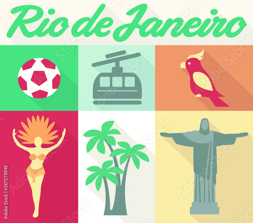 Simple Rio De Janeiro City Hand Holding the World Elements 