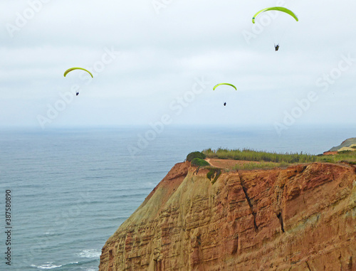 Paragliders flying at Gralha, Portugal	 photo