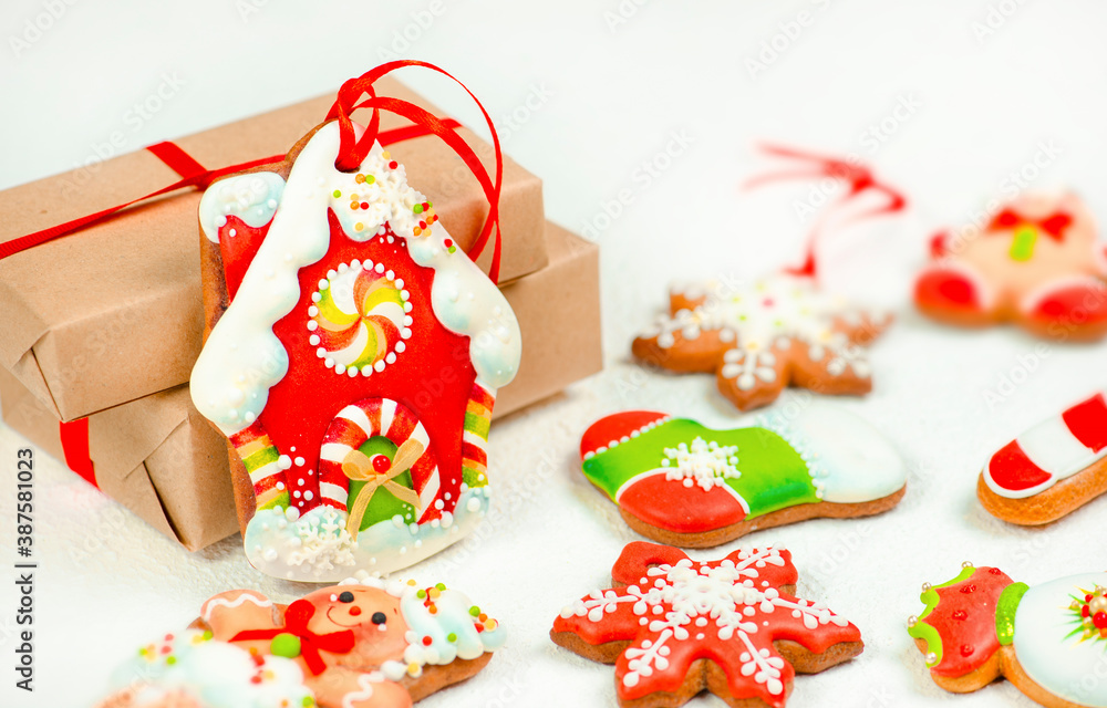 Christmas gingerbread on a white background.