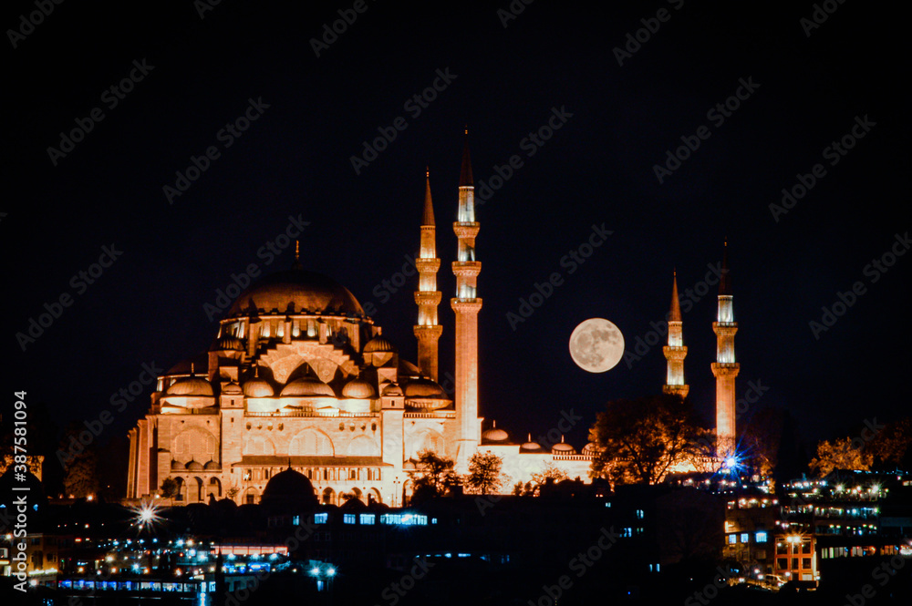 Fototapeta premium Süleymaniye mosque at night