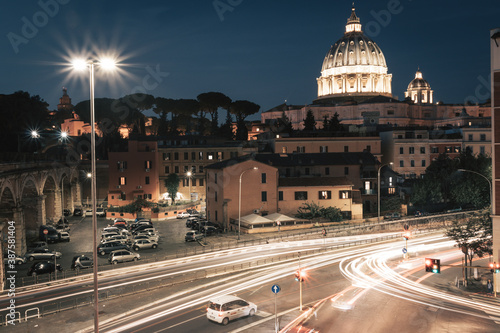 Traffic in Rome seen from Vatican City railroads