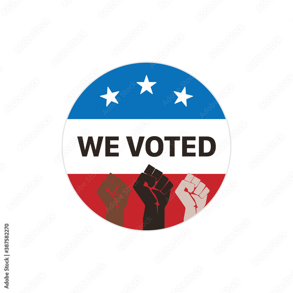 We voted sticker isolated on background. Election button symbol modern, simple, vector, icon for website design, mobile app, ui. Vector Illustration We voted sticker isolated on background. Election button symbol modern, simple, vector, icon for website design, mobile app, ui. Vector Illustration