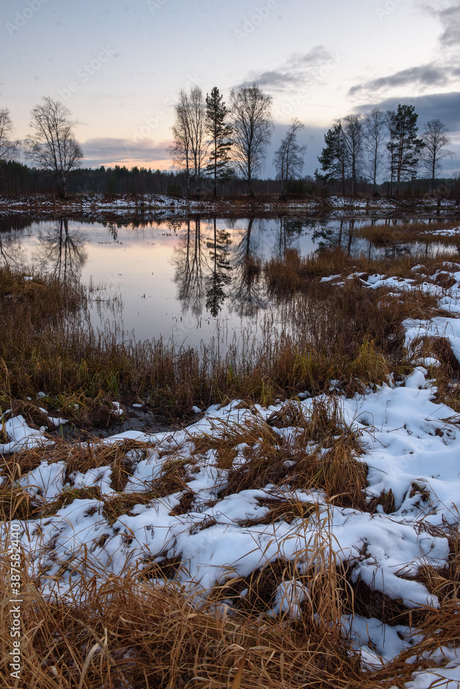 Lake by the late autumn