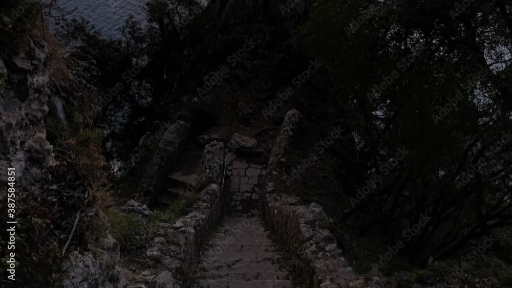 Ocean views at sunrise from a stair path on a cliff Ocean views at sunrise from a stair path on a cliff