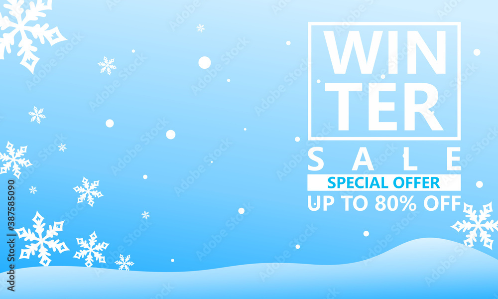 Winter sale banner, background, and promotion, template and website social media, illustration vector design.