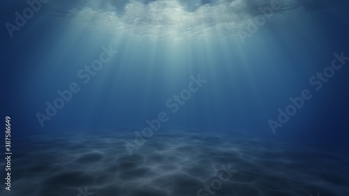 Underwater light coming through the water. Seamless 4K illustration. Beautiful sea footage