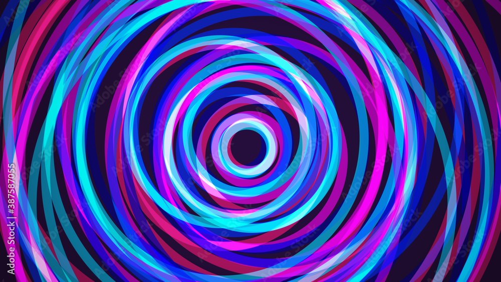 Abstract intersecting pink blue cyan circle lines on dark background Abstract intersecting pink blue cyan circle lines on dark background