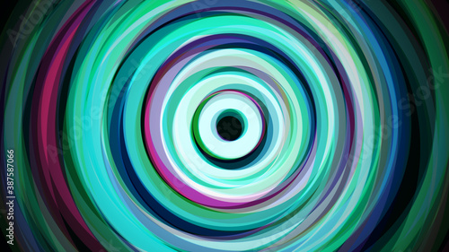 Abstract cyan round circle lines tunnel background