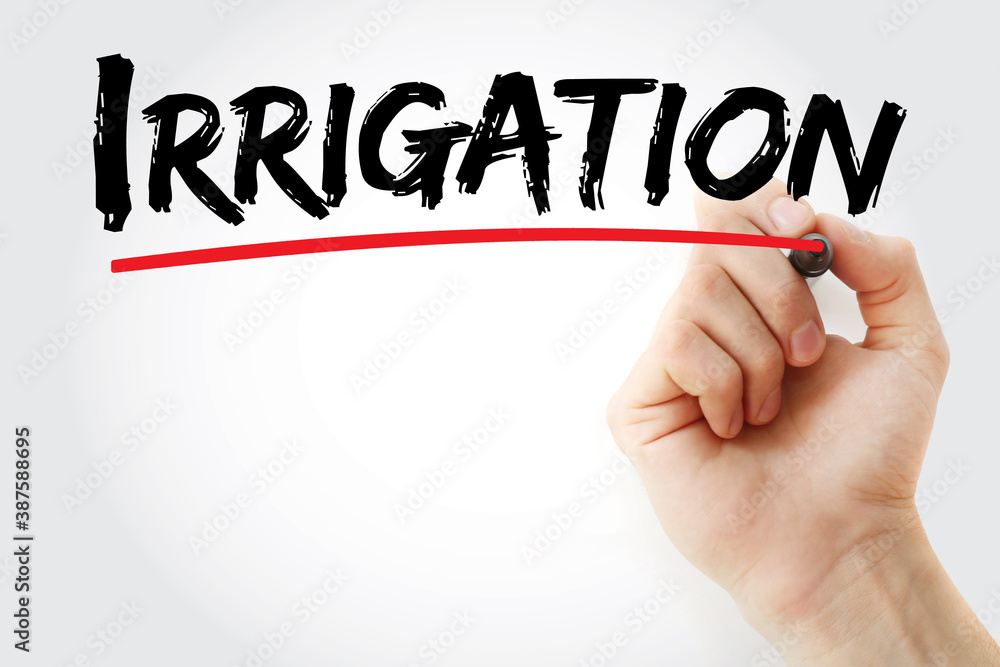 Irrigation text with marker, concept background Irrigation text with marker, concept background