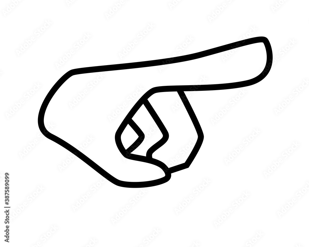 Hand folded in pointing gesture - vector linear illustration for sign ...