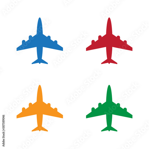 4 Color Vector Plane icon Design. Colorful Plane icon Design Vector illustration
