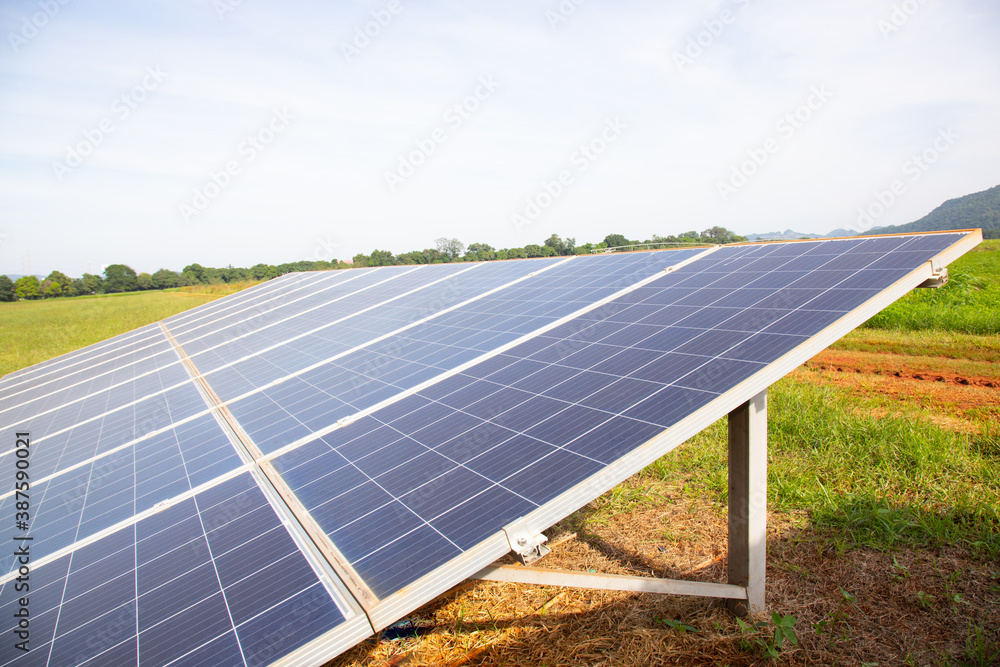 close up and selective focus short of solar cell panel installed in remote area for generating electricity for living and agriculture shows alternative power to eliminate pollution for climate change close up and selective focus short of solar cell panel installed in remote area for generating electricity for living and agriculture shows alternative power to eliminate pollution for climate change
