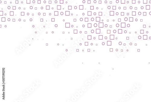 Light Pink, Yellow vector background with circles, rectangles.