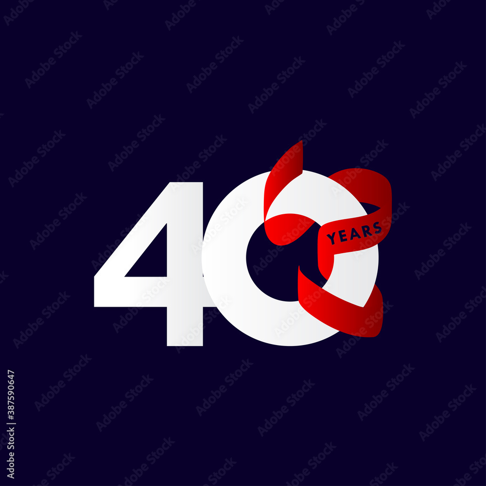 40 Years Anniversary Ribbon Celebration Vector Template Design Illustration 40 Years Anniversary Ribbon Celebration Vector Template Design Illustration