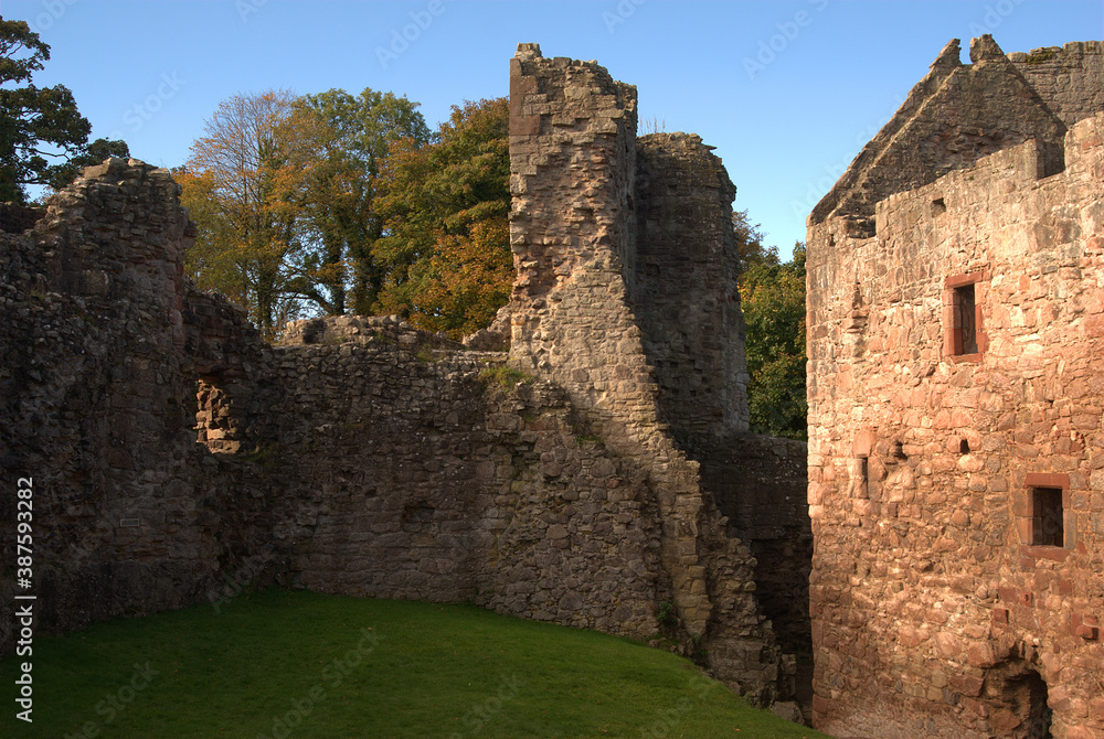 ruins of west tower & walls of Hailes Castle, East Lothian